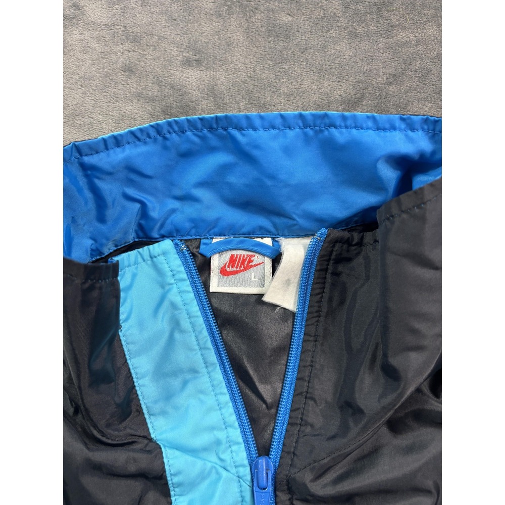 Vintage Nike Jacket Mens Large Black Teal 1/2 Zip Colorblock Windbreaker 90s - Picture 5 of 16